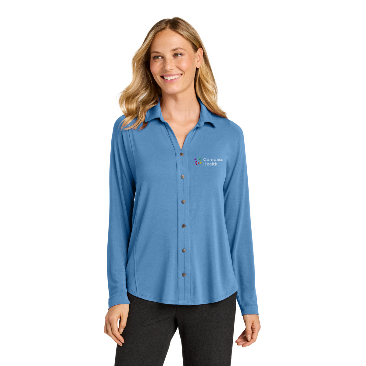 Port Authority Women's Luxe Knit Button Tunic — model