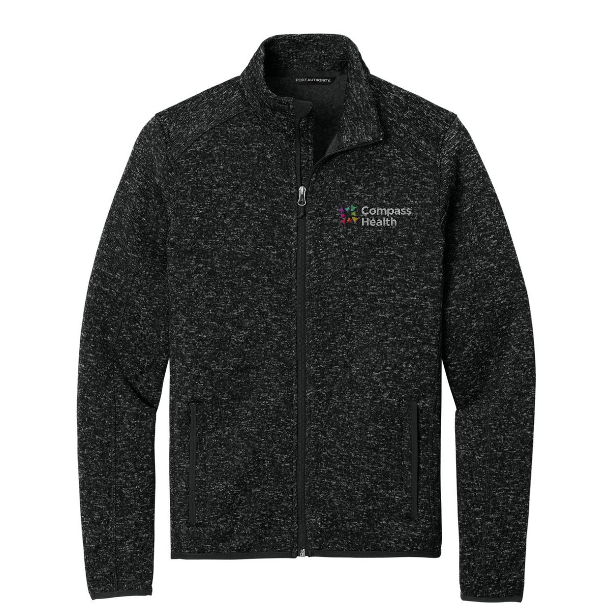 Port Authority Sweater Fleece Jacket — Black Heather
