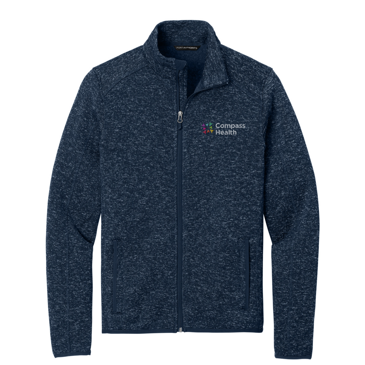 Port Authority Sweater Fleece Jacket — River Blue Navy Heather