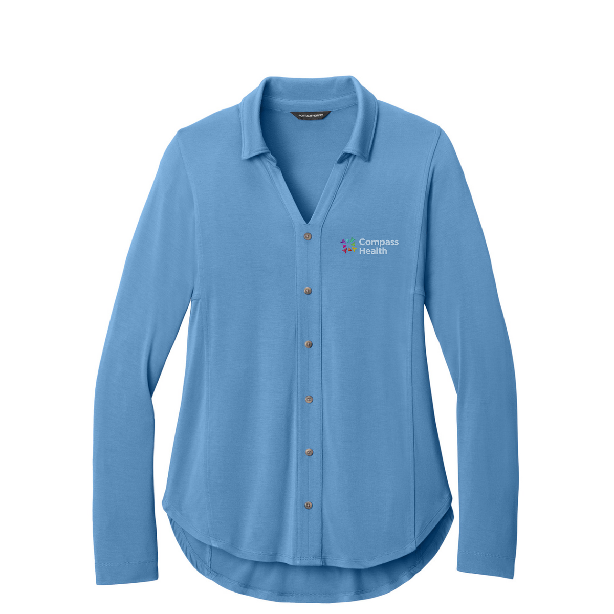 Port Authority Women's Luxe Knit Button Tunic — Carolina Blue
