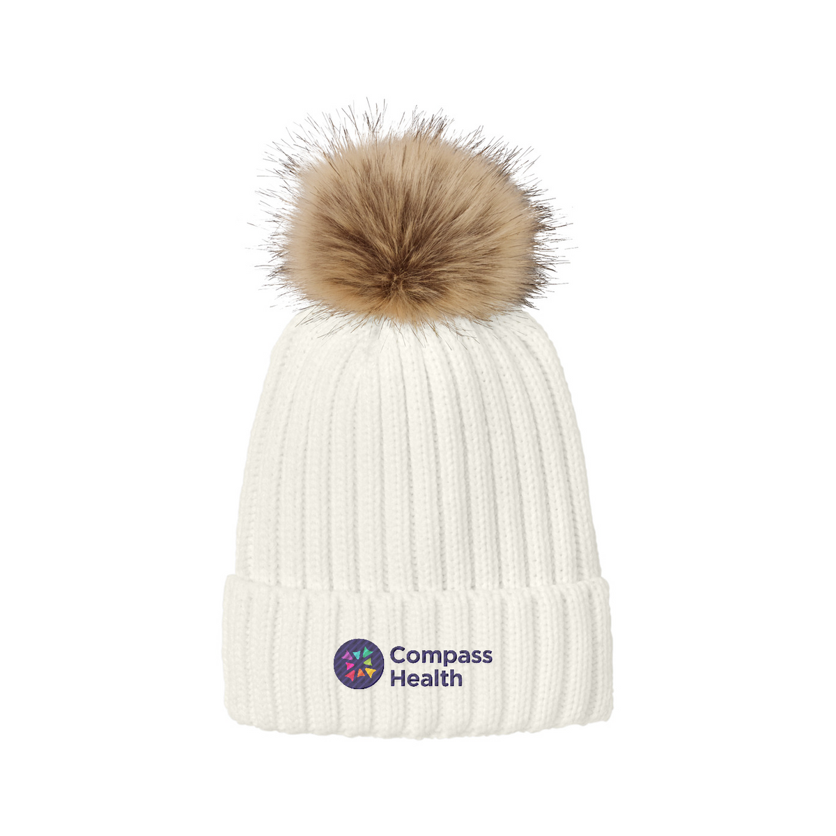 Port Authority Faux Fur Pom Beanie — Marshmallow