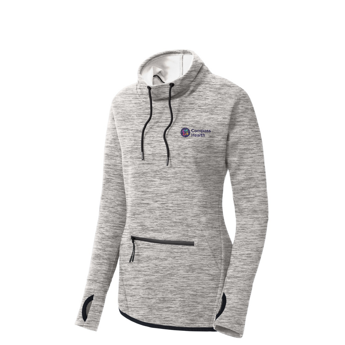 Sport-Tek Women's Triumph Cowl Neck Pullover — Athletic Heather