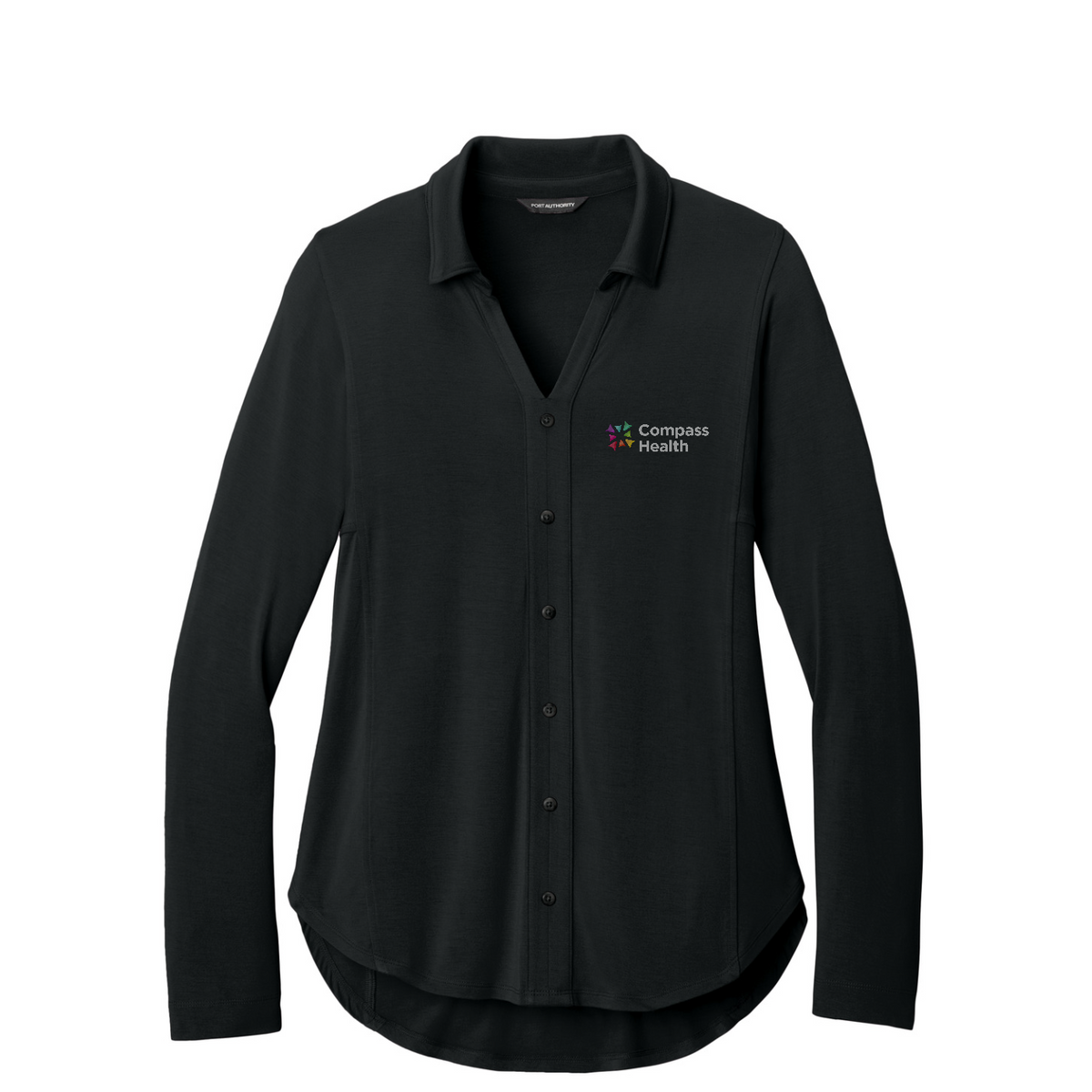 Port Authority Women's Luxe Knit Button Tunic — Deep Black
