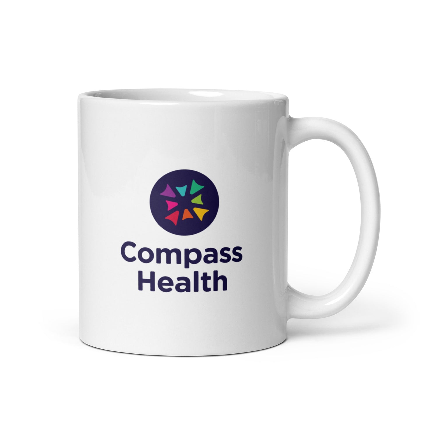 White glossy mug - Compass Health